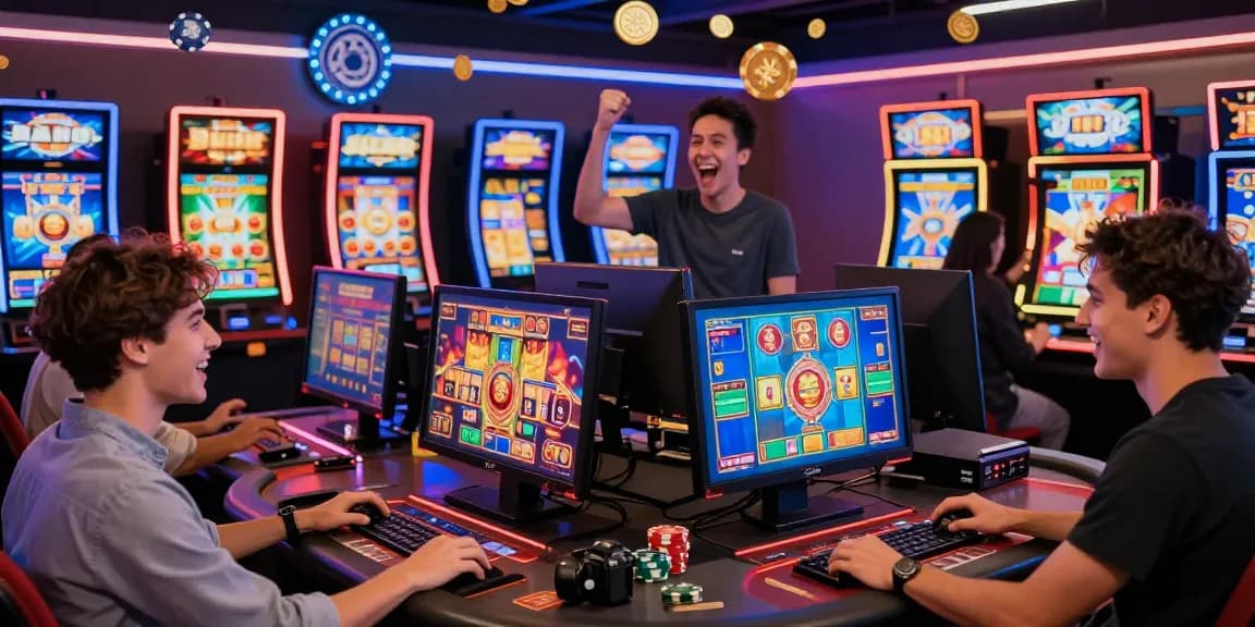 Experience the excitement of online gaming at https://b52club.radio.fm/ with vibrant players celebrating wins.