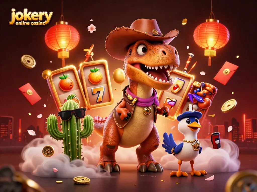 Experience fun at jokery online casino with vibrant slot reels and characters in a magical 3D setting!