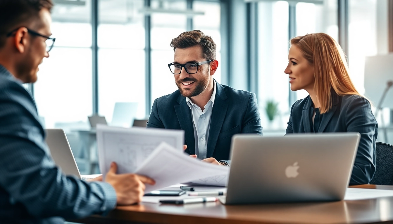 Headhunter Ingenieure in einem modernen Büro bei der Zusammenarbeit mit Ingenieuren.