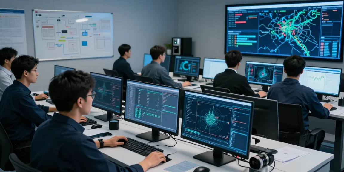 Cybersecurity Frankfurt – Professionelles Team arbeitet in modernem Kontrollraum mit Hochtechnologie.