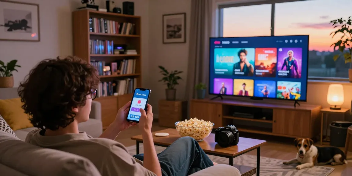 User enjoying movies on the FilmyZilla APK in a cozy living room
