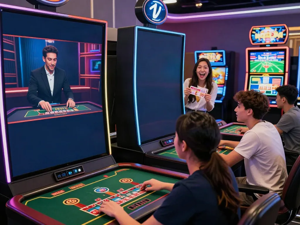 IWIN online gaming scene with players enjoying live casino and slot games.