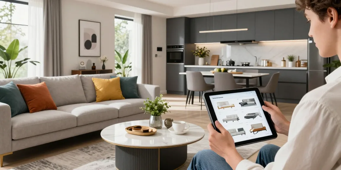 Modernes Wohnzimmer-Szenario mit stilvollen Möbeln, das Optionen für Möbel mit Lieferung kaufen für elegante Wohnräume zeigt.
