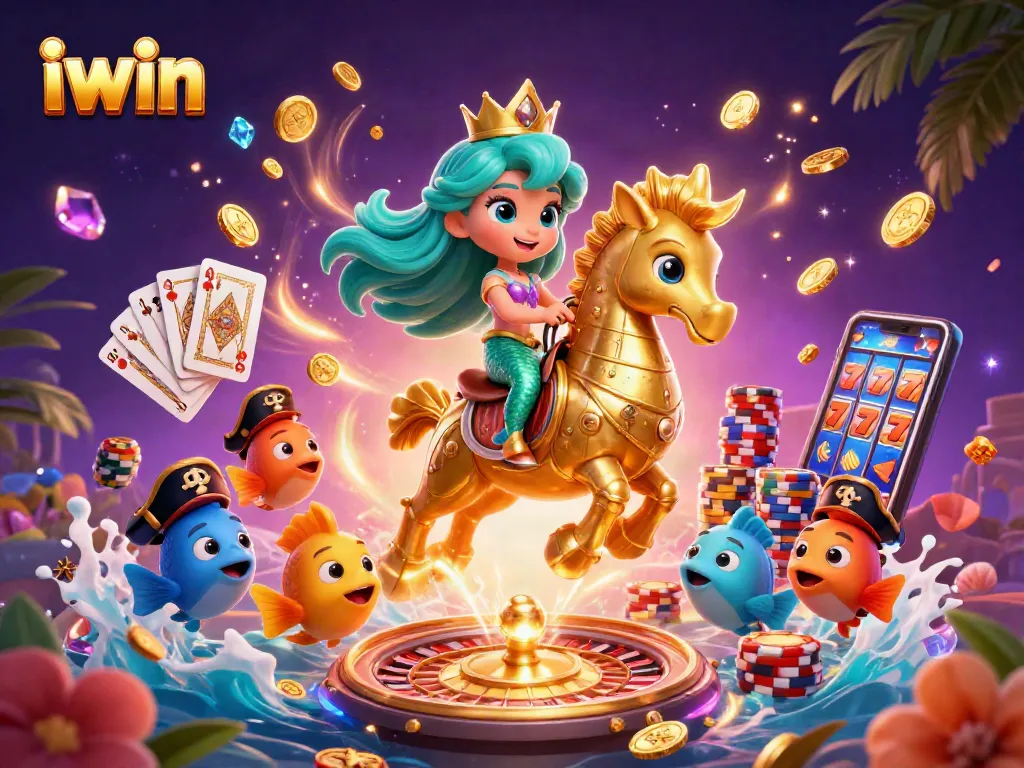 Play exciting games at iwin with a vibrant scene of gamblers enjoying colorful casino elements.