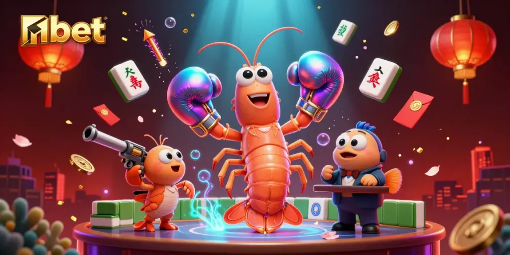 Experience nbet's vibrant casino atmosphere with animated shrimp characters amidst dynamic game elements.