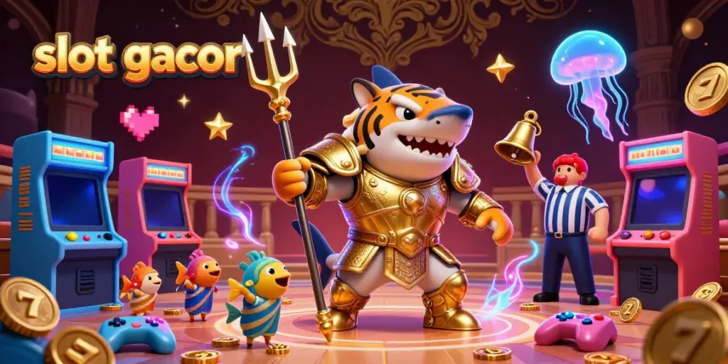 Experience the thrill of slot gacor in this dynamic, detailed 3D casino illustration.