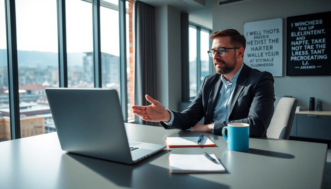 Headhunter Schweiz führt ein professionelles Gespräch mit einem Kandidaten in einem modernen Büro.