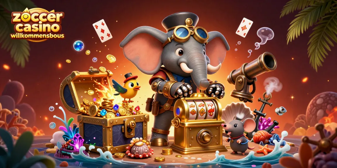 Erlebe den zoccer casino Willkommensbonus mit einem 3D-Steampunk-Elefanten, Spielautomaten und knalligen Gewinnen!